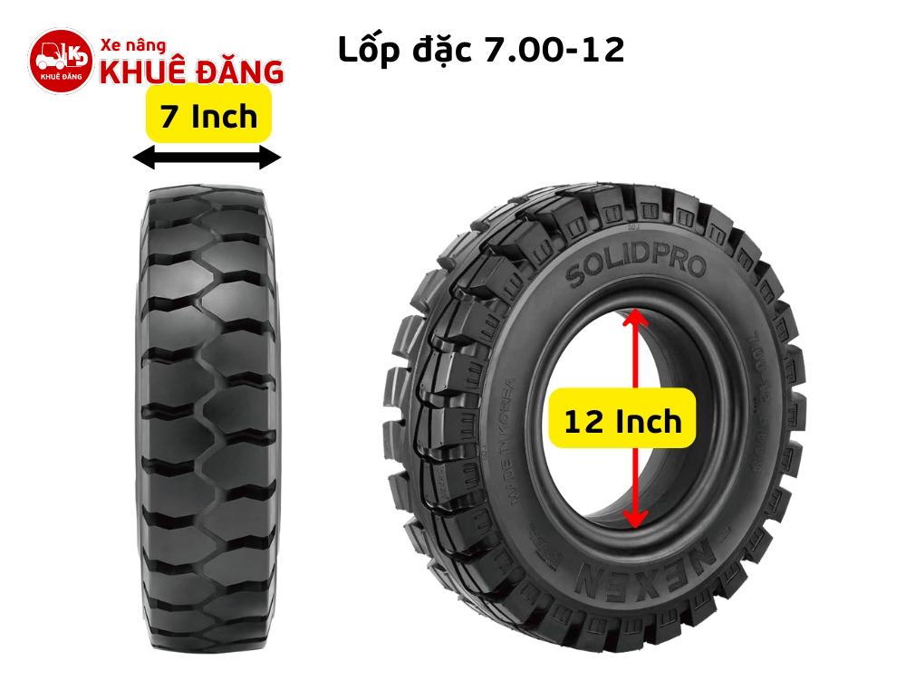Lốp 7.00-12 trên xe nâng dầu 2 tấn/2.5 tấn