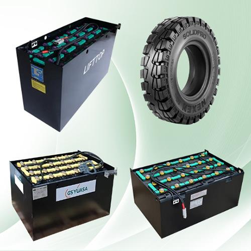 Ảnh bình điện và bánh đặc xe nâng