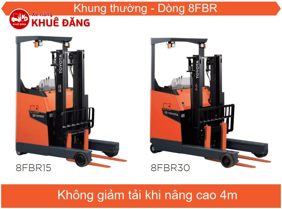 Xe nâng điện đứng lái Toyota dòng 8FBR Không giảm tải khi nâng cao 4m
