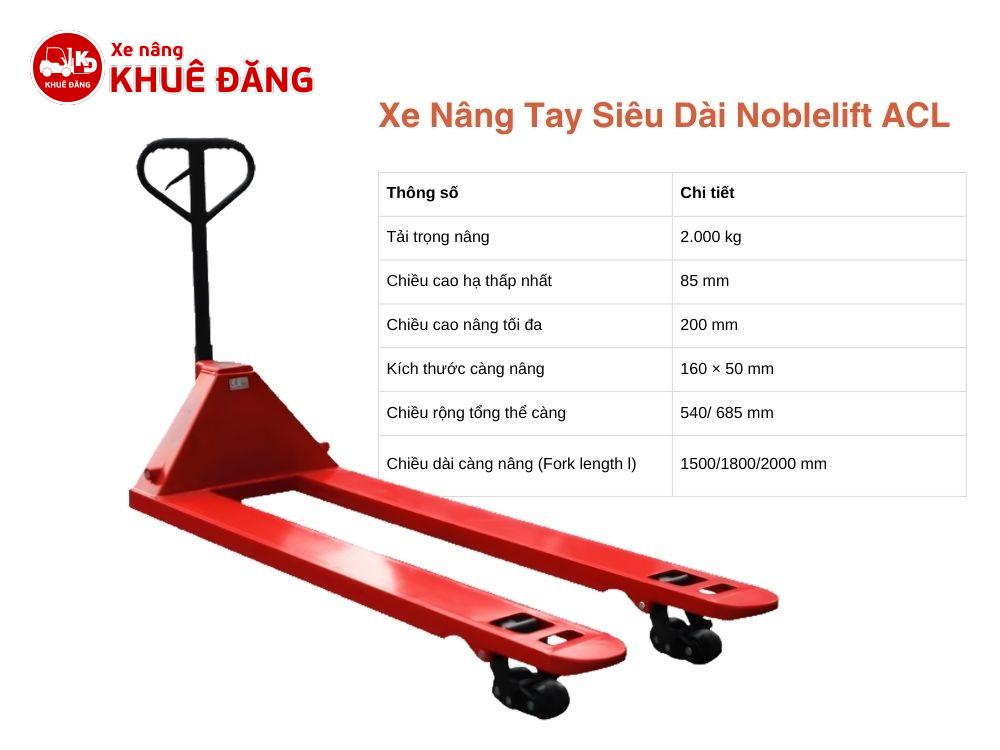 Xe Nâng Tay Thấp 2 tấn Noblelift ACL20 càng dài 1.5m, 1.8m, 2m