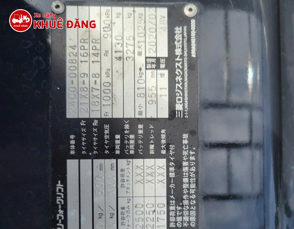 Xe nâng điện ngồi lái 2.5 tấn Nichiyu FB25PN-80, 3m, 2020