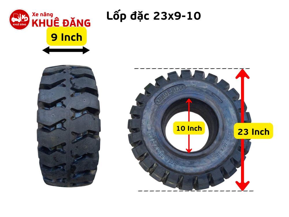 Kích thước Lốp đặc xe nâng 23x9-10 Phoenix