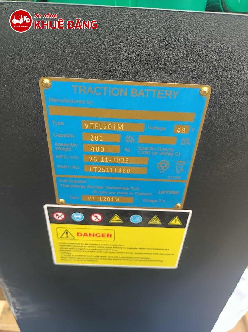 Bình Điện Xe Nâng Lifttop VTFL201M (48V/201Ah) mới 2025