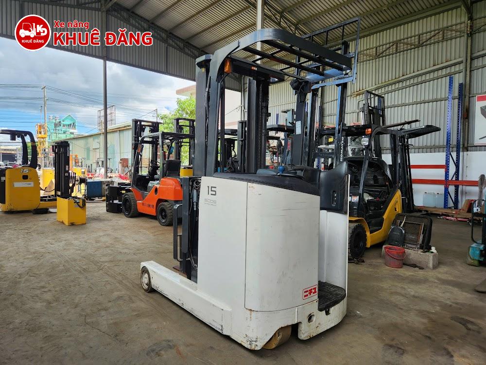 Xe nâng điện đứng lái 1.5 tấn Nichiyu FBRMAW15-80-500M 3 ty 3 lao, nâng cao 5m