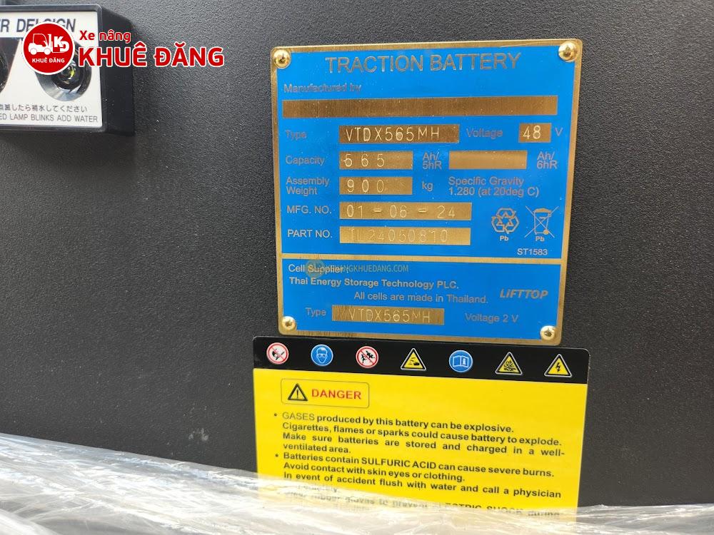 Bình Điện Xe Nâng 48V/565Ah LIFTTOP VTDX565MH có khối lượng 900kg