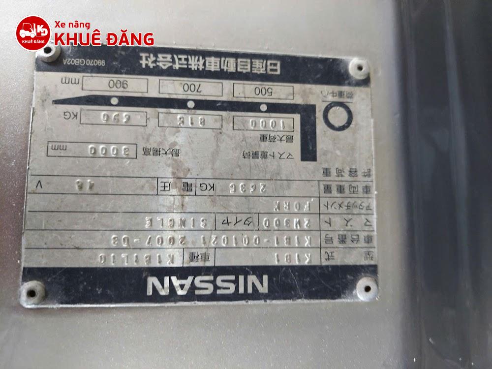 Xe nâng điện ngồi lái 1 tấn NISSAN K1B1L10, 3m