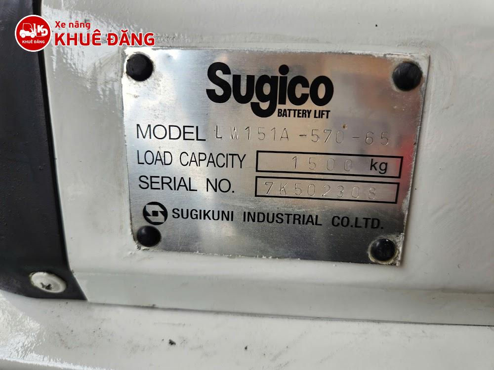 Xe nâng tay điện 1.5 tấn Sugico LW151A-570-65