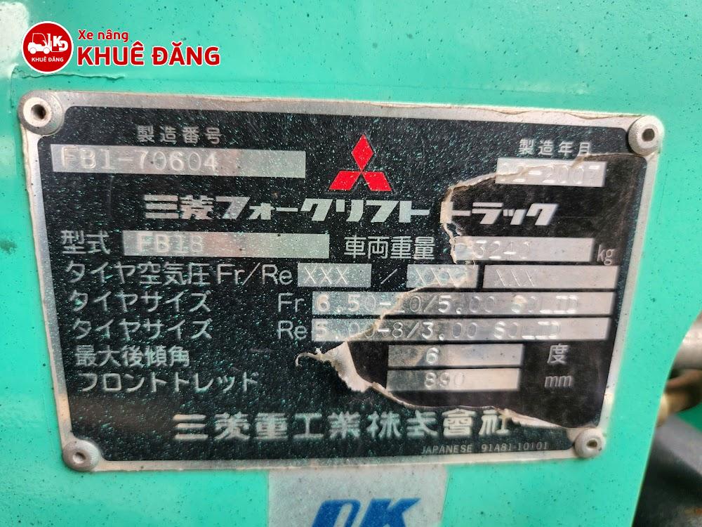 Xe nâng điện ngồi lái 1.8 tấn Mitsubishi FB18, 4m, SX 2007