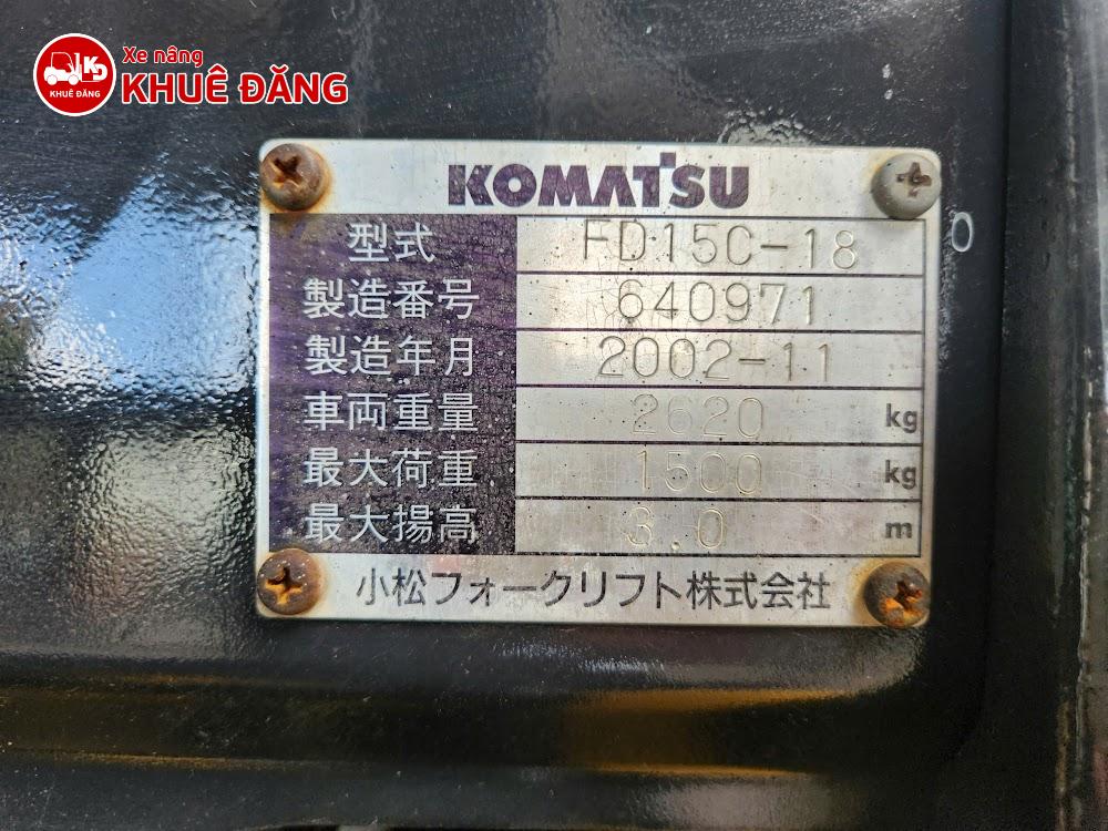 Xe nâng dầu 1.5 tấn Komatsu FD15C-18 - Chi tiết 1