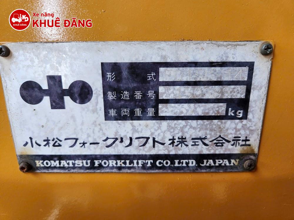Xe nâng dầu 1.5 tấn Komatsu FD15L-14