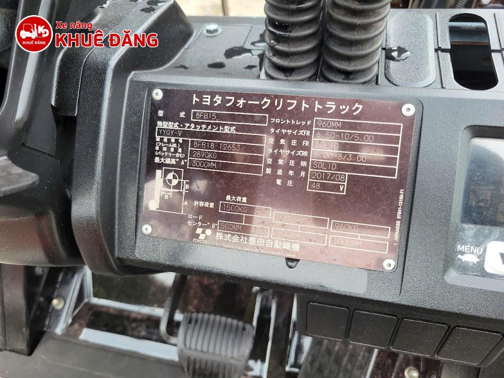Xe nâng điện ngồi lái 1.5 tấn Toyota 8FB15