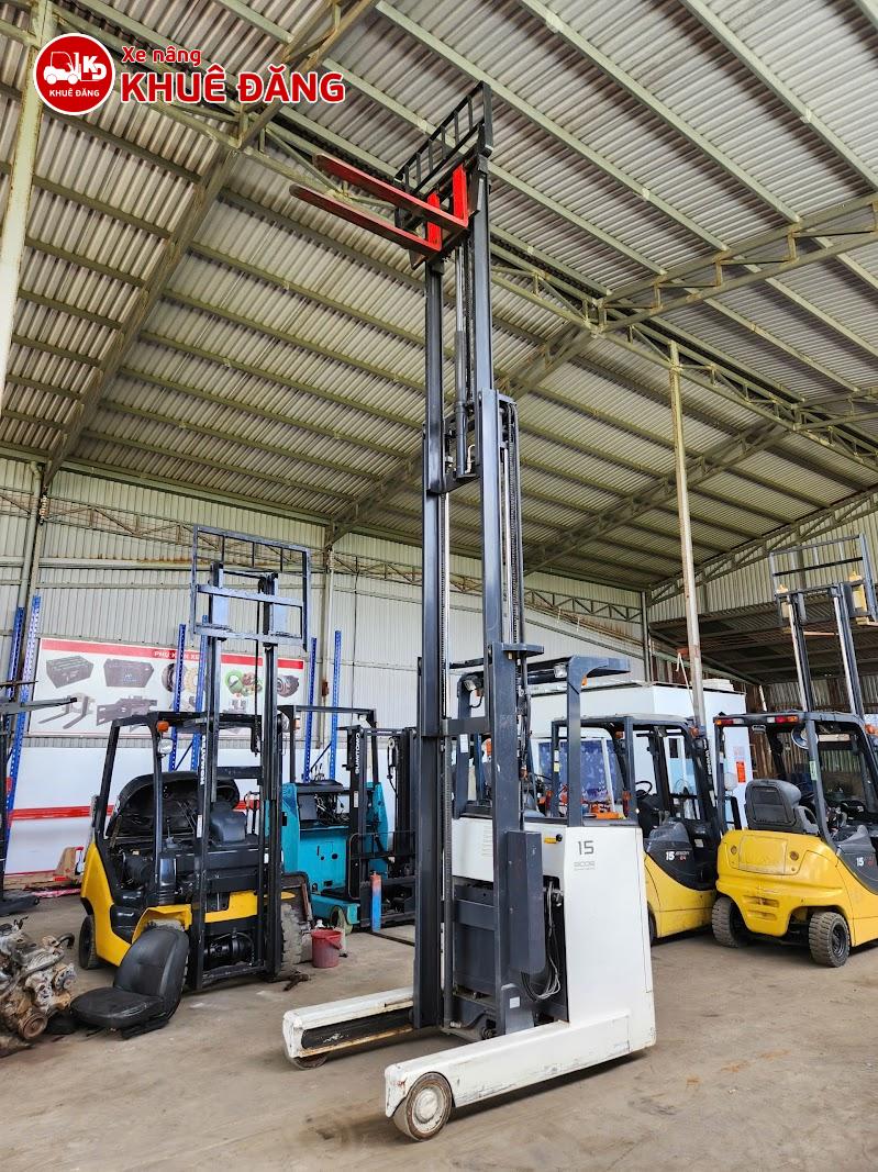 Xe nâng điện đứng lái 1.5 tấn Nichiyu FBRMAW15-80-500M 3 ty 3 lao, nâng cao 5m