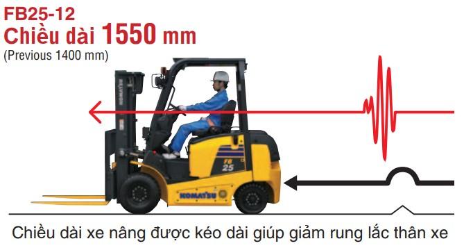 Chiều dài xe nâng được kéo dài giúp giảm rung lắc thân xe