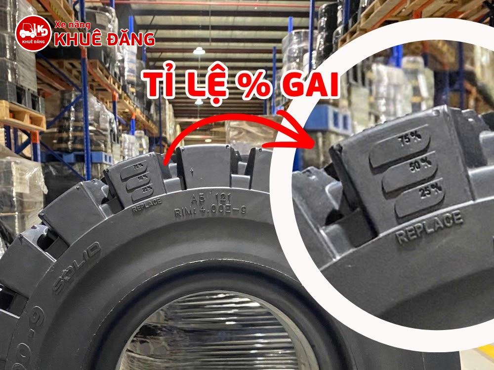 Tỉ lệ mòn gai trên bánh đặc xe nâng ascendo
