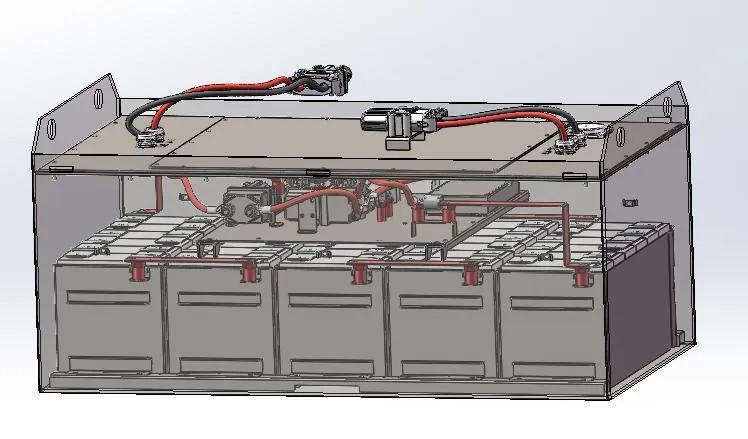 Bản thiết kế khối pin Lithium xe nâng gồm vỏ thùng và khối pin bên trong