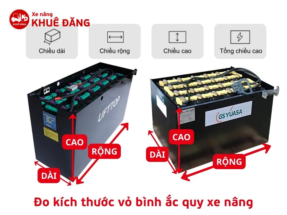 Đo kích thước vỏ bình ắc quy xe nâng