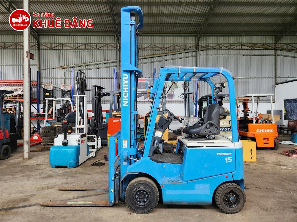Xe nâng điện ngồi lái 1.5 tấn Nichiyu FB15PN-77B-500SF, dịch giá, nâng cao 5m