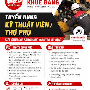 TUYỂN DỤNG KỸ THUẬT VIÊN / THỢ PHỤ SỬA CHỮA XE NÂNG TẠI BÌNH TÂN, TPHCM (CHUYÊN ĐIỆN Ô TÔ)