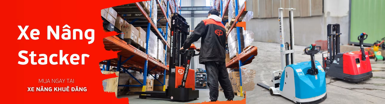 xe nâng tay điện nâng cao stacker