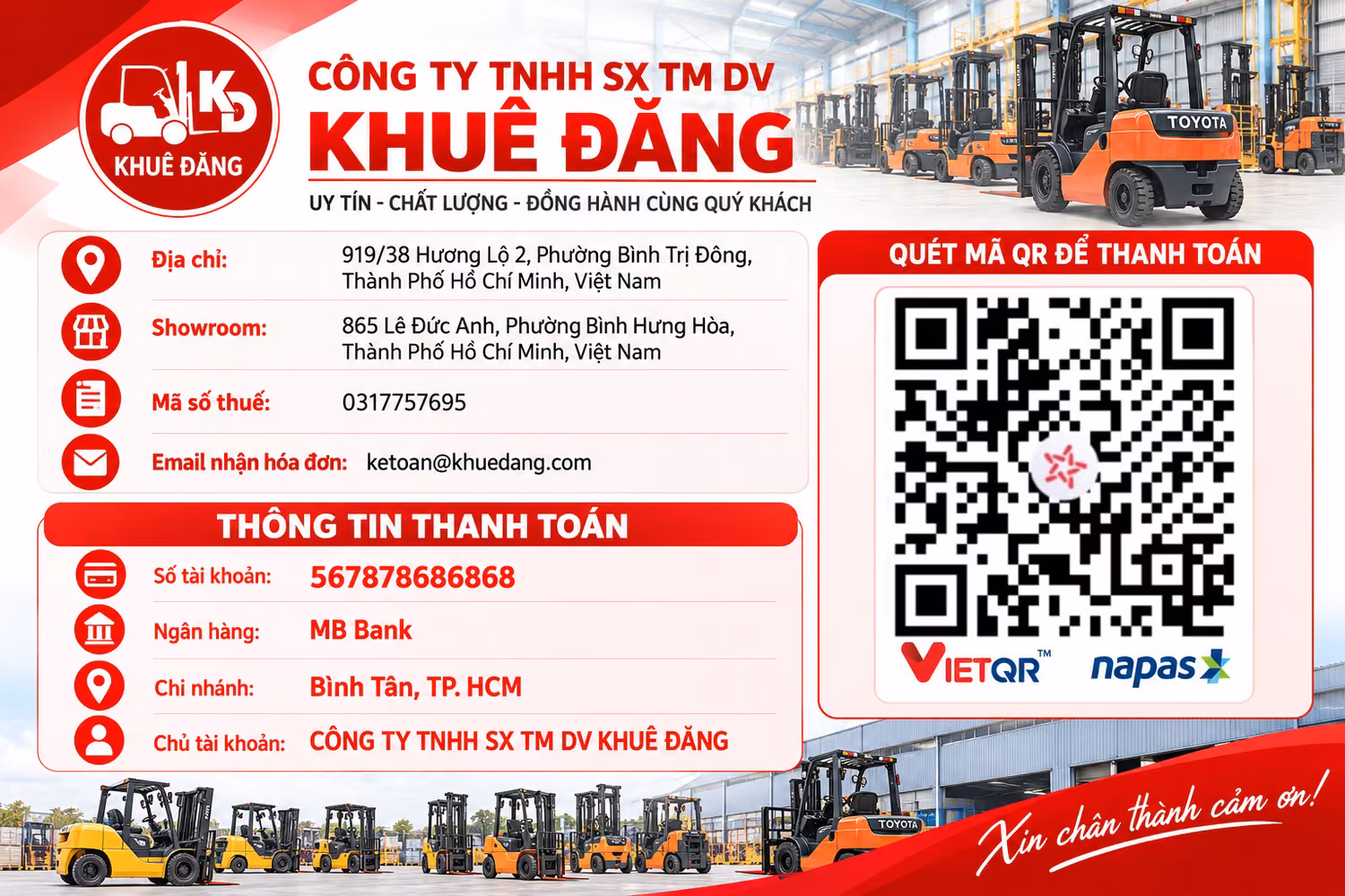 Thông tin thanh toán và xuất hóa đơn VAT Công ty Khuê Đăng